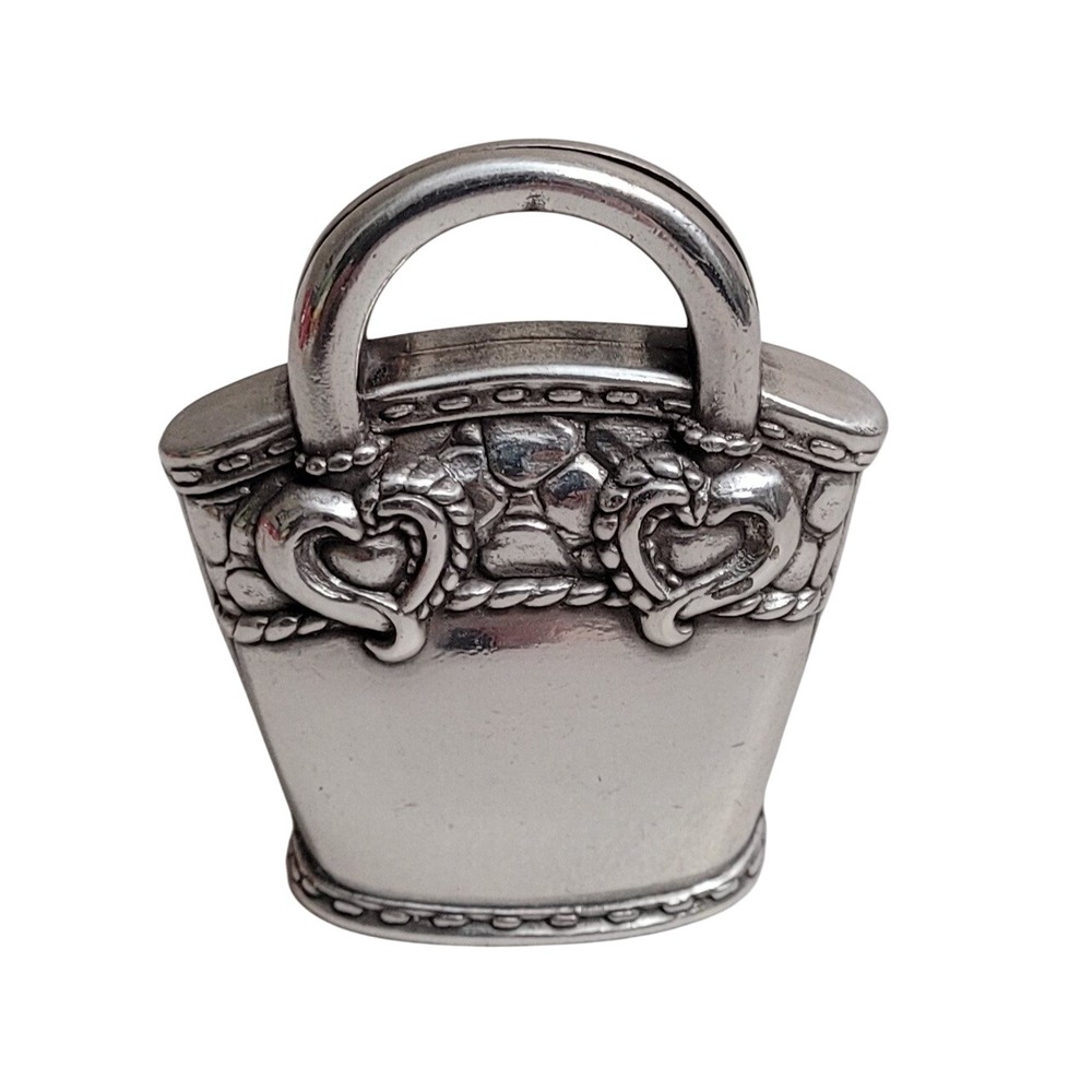 Brighton Silver Handbag Photo Holder Heart Scroll Purse Place Card Stand